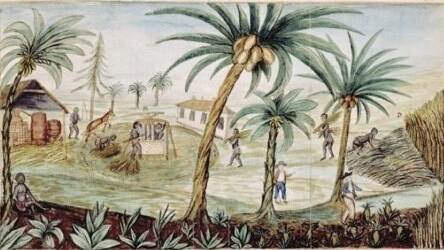 Painting Statian Sugar Plantation, Jan Veltkamp, 1750.