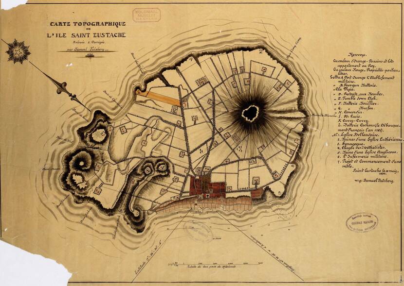 Old map of St. Eustatius by Fahlberg, 1830.