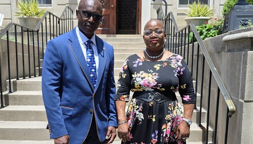 Island Commissioner Reuben Merman and Acting Governor Sharon Hassell