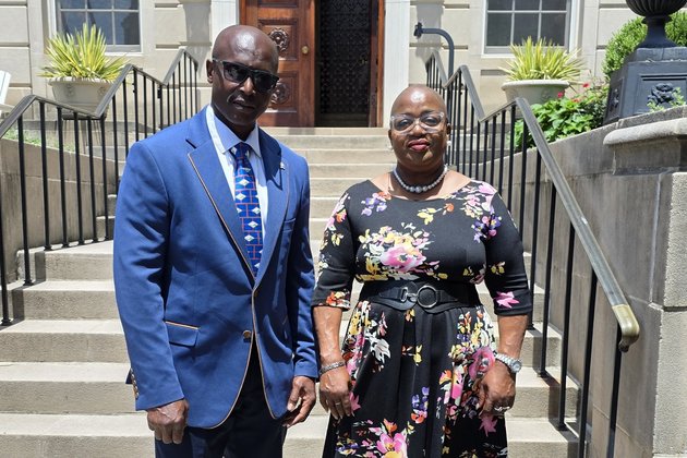 Island Commissioner Reuben Merman and Acting Governor Sharon Hassell